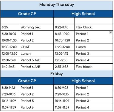bell schedule 2025 2026